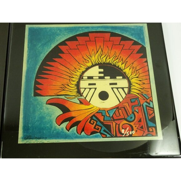 Gina Kuwamura Art Tiles Pair Singing Wind and Hopi Kachina Sunface 12x12in - Picture 6 of 13